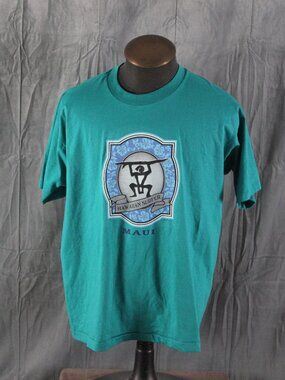 Vintage Tourist Shirt - Maui Hawaiian Surfer Tribal Graphic - Men's XL